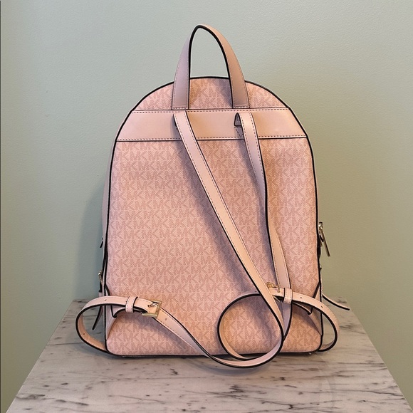 Michael Kors Jaycee Large Blush Logo Backpack Denim Transfer - Picture 2 of 16